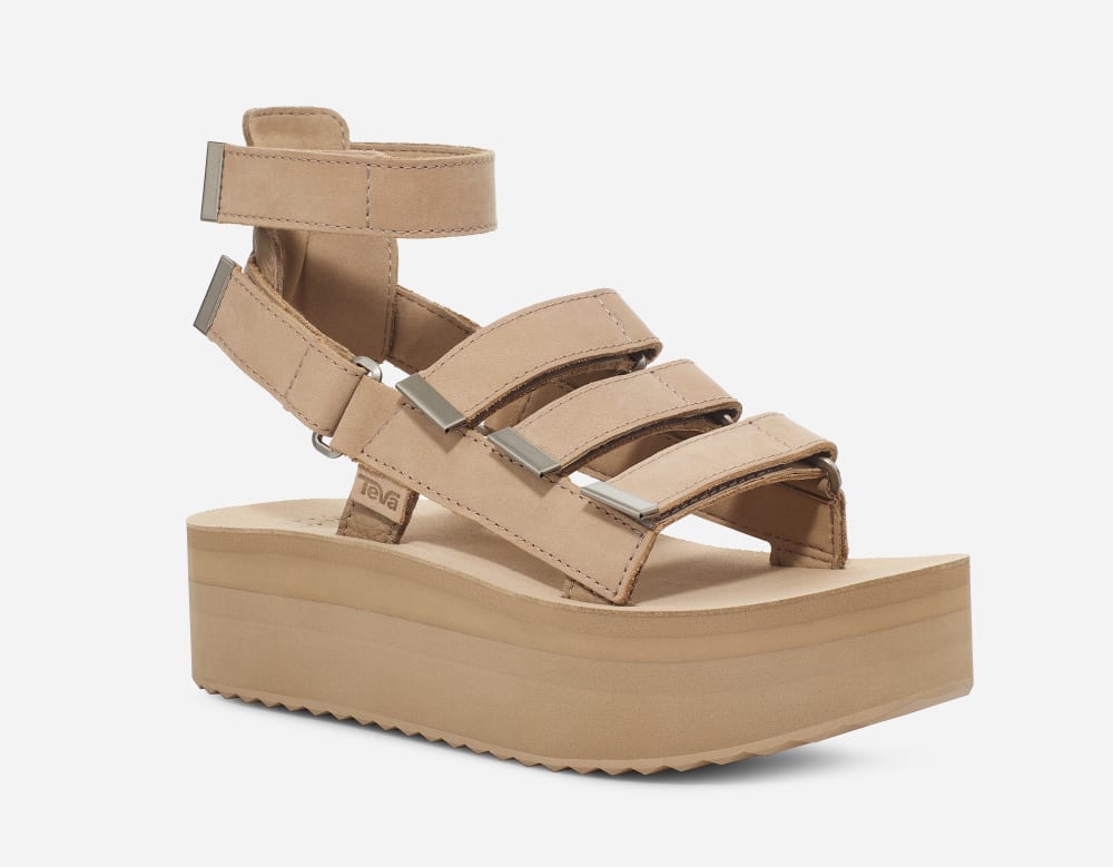 Dámské Sandály na Platformě Teva Flatform Mevia Leather Meruňka | Czech Republic-3810